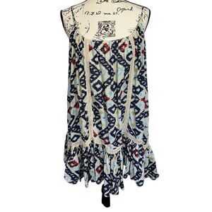 Solito Multicolor Bohemian Printed Embroidered Slip Casual Summer Dress, M